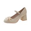 Fashion 2025 New Elegant and Fashionable High Heels Women Spring Chunky and Sweet One-line Buckle with Skirt Mary Jane Single Shoes
