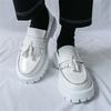 Trend Designer New White Black Tassel Loafers For Men Flats Male Walking Height Increasing Shoes Business Dress Moccasins