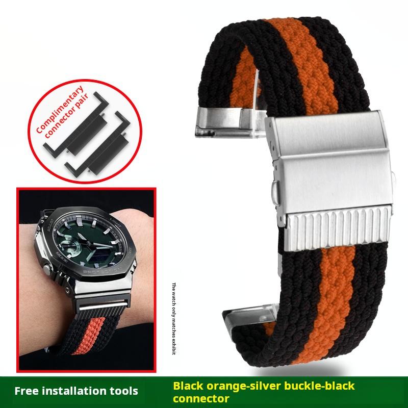 High Quality Elastic Nylon Watchband For Casio G-SHOCK GA-2100 2110 GM-2100 Series Modified Nylon Canvas Watch Strap Accessories
