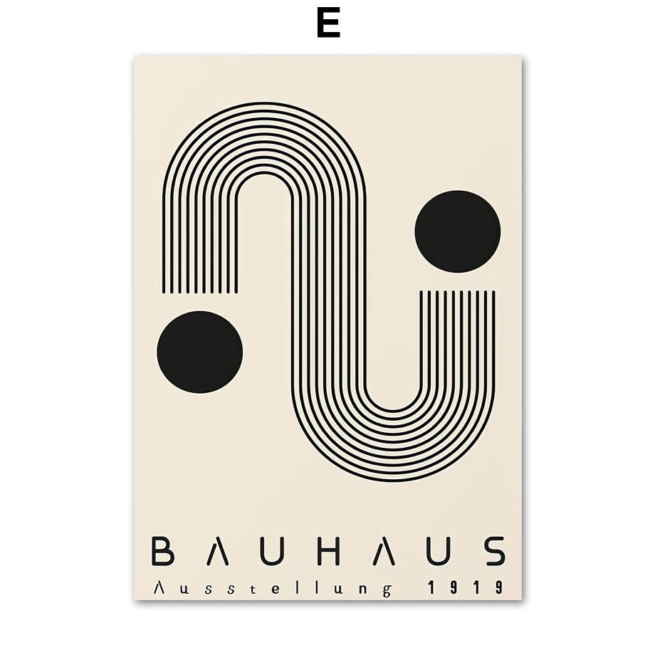 Bauhaus Exhibition Black Mid Century Modern Wall Art Print Abstract Canvas Painting Nordic Poster Wall Picture Living Room Decor