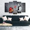 Pětidílný obraz na plátně Banksy Mario Graffiti