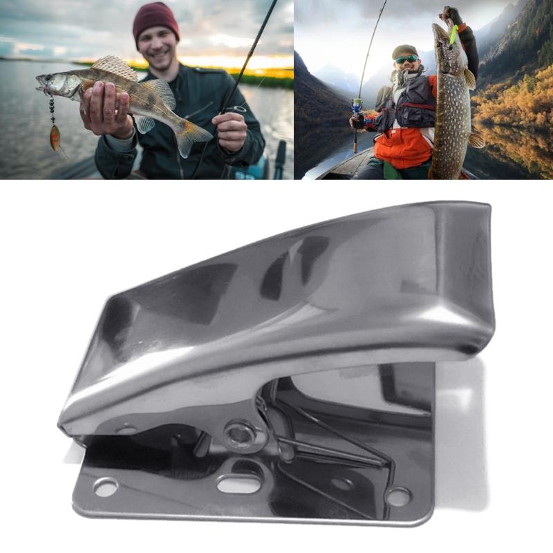 Stainless Fish Tail Clip, Deep Jaw Clamp with Mounting Screws for Cutting Board, Corrosions Resistant Fish Fillet Clamp