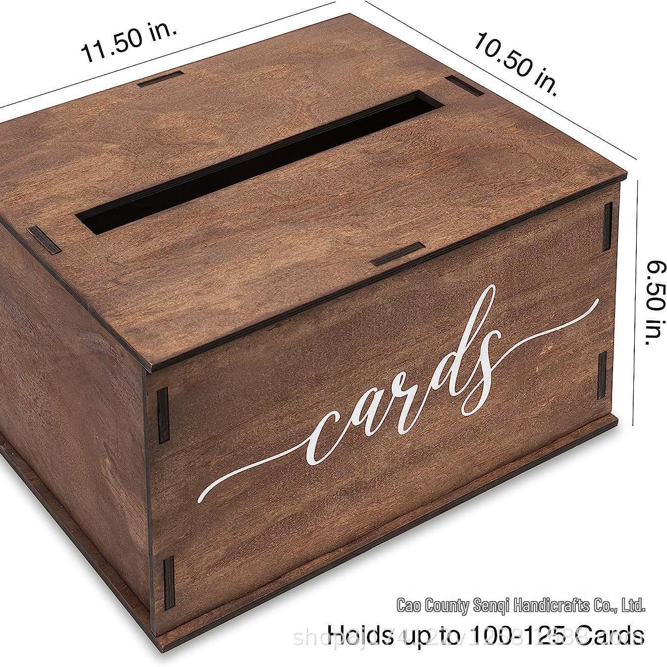 

Винтажная деревянная коробка-держатель для свадебных открыток с прорезью для украшения вечеринки