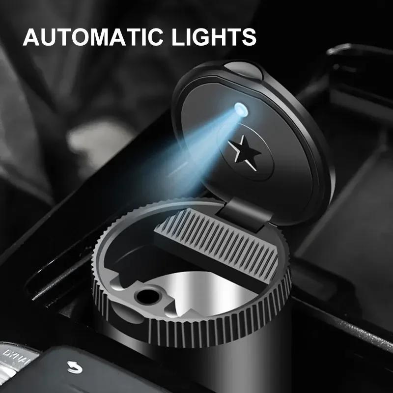 Car Ashtray With LED Light Lid Portable Metal Inner Liner Ashtray For BMW Mini Cooper One S R50 R53 R56 R60 F55 F56 F57 Clubman