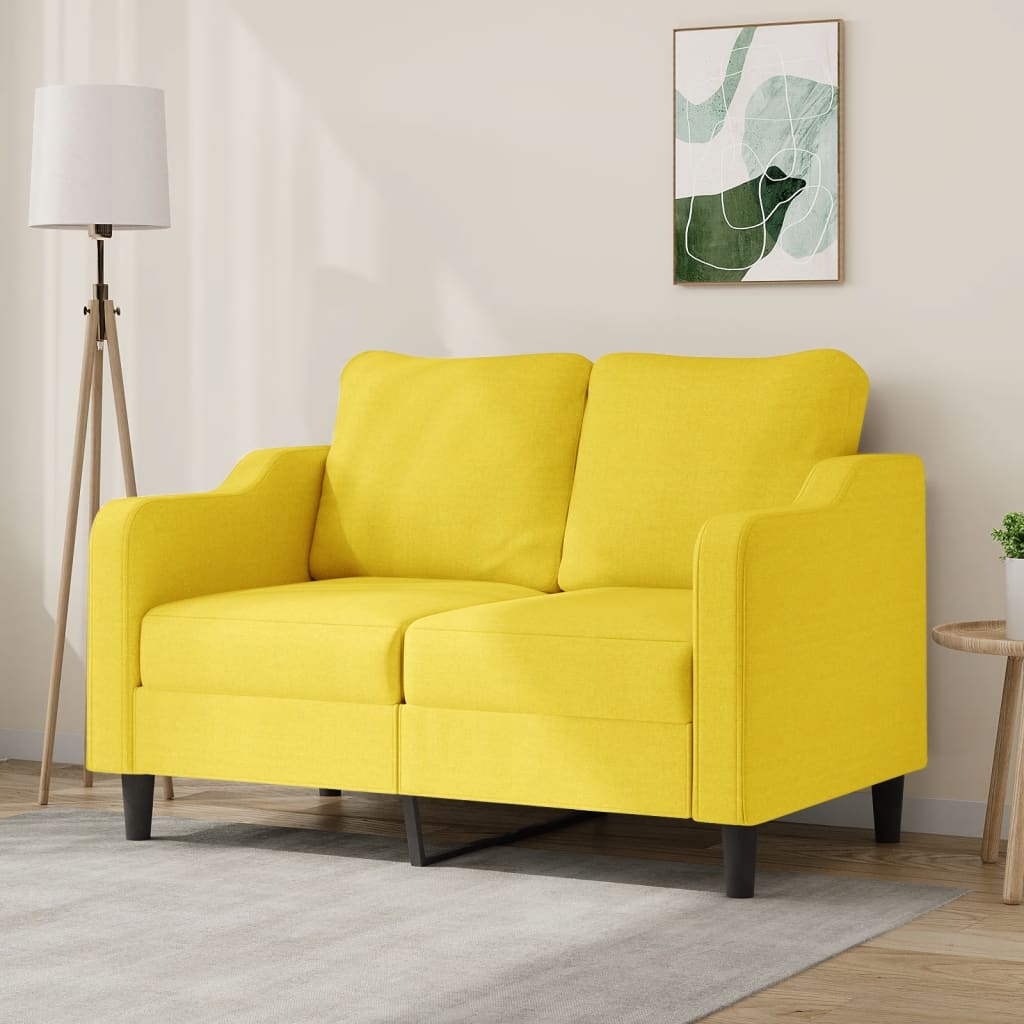 Vidaxl 2-Seater Sofa, Light Yellow, 120 Cm, Upholstered In Fabric