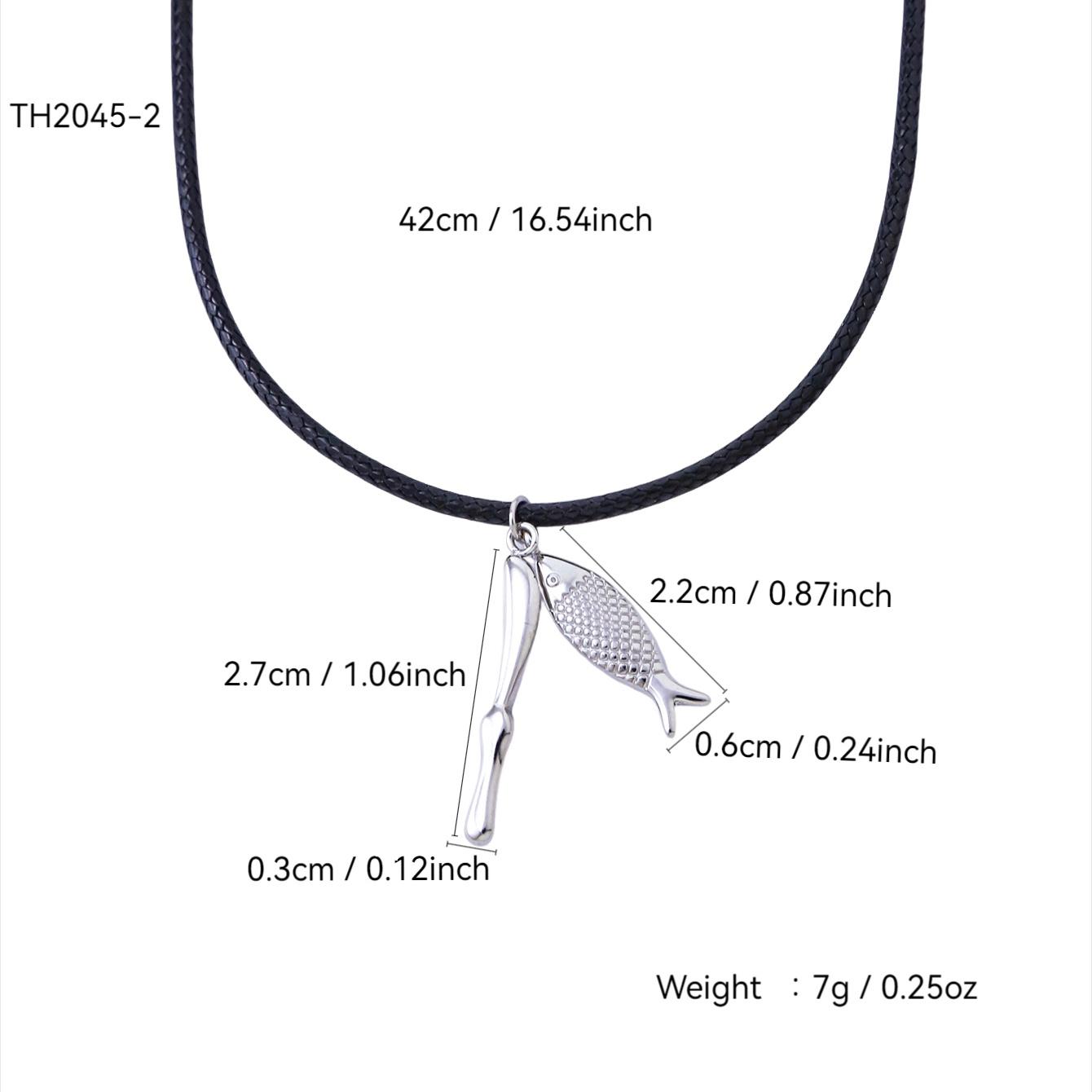 

Beach Series Fashion Simple Personality Stainless Steel 18K Gold-Plated Fishing Rod Fishing Pendant Necklace For Men And Women