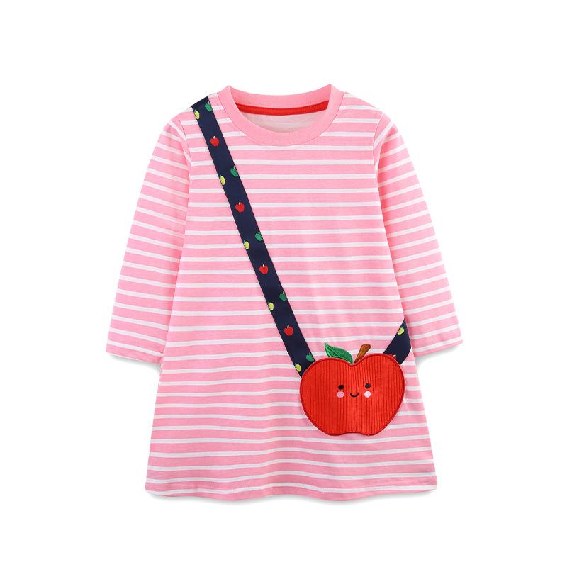 New Autumn Girls European Style Embroidered Striped Princess Dress 5Y (115cm)
