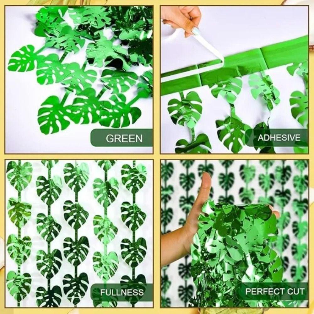 1X2M Artificial Palm Leaf Rain Curtains Tinsel Tassel Hawaiian Jungle Palm Leaves Party Decorations Kids Birthday Parties