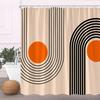 Modern Black Shower Curtain Set With Hooks-Black And White Shower Curtain For Bathroom Fabric Geometric Bath Curtains With Hooks