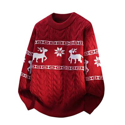 Herren Rundhals Strickpullover Lockere Passform Leichte Pullover für Herren Lässig Zopfmuster Texturiert Zopfgestrickte Pullover für Weihnachten