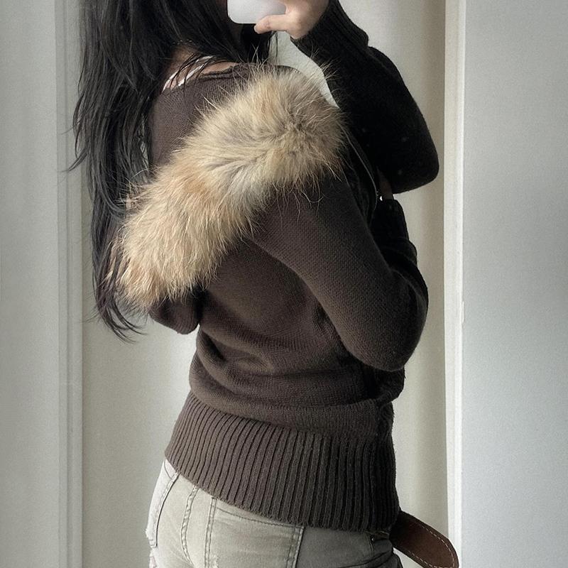 Furry Hooded Knitwear Hoodies Y2k Streetwear Full Sleeve Zip-up Women's Sweatshirts Korean Fashion Outwears Ladies