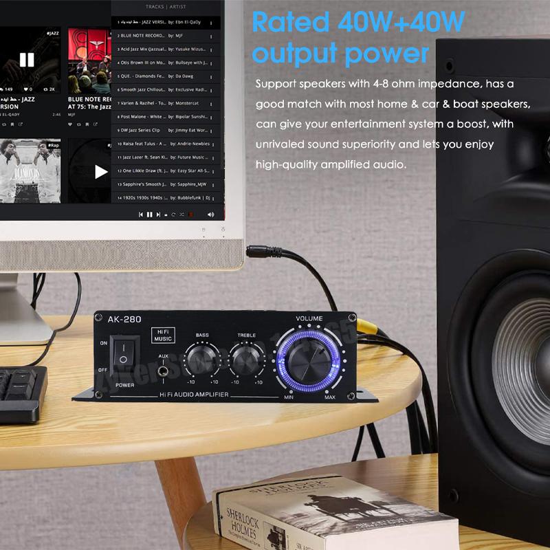 AK280/AK270/AK170 Audio Amplifiers for Car Home Bass 2.0 Channel Hifi Sound Amplifier Home Digital 12V Mini Treble Power Amplify