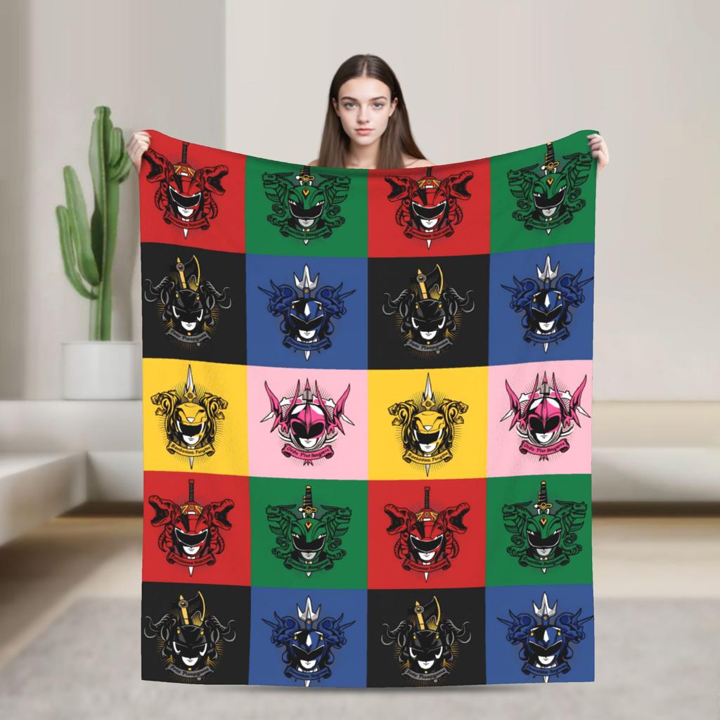 M-Mighty Morphin Super Warm Blankets  Cartoon P-Power Rangers Picnic Plush Bedding Throws Novelty Flannel Bedspread Sofa Bed