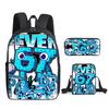 Fashion Novelty 67 Six Seven 3D Print 3pcs/Set Pupil School Bags Laptop Daypack Backpack Inclined Shoulder Bag Pencil Case