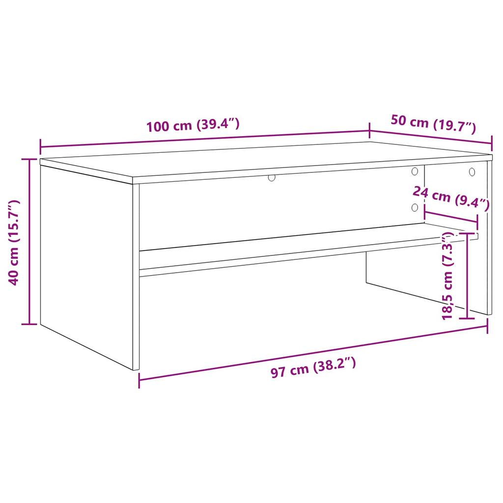 Coffee Table Black Oak Look 100 x 50 x 40 cm Engineered Wood