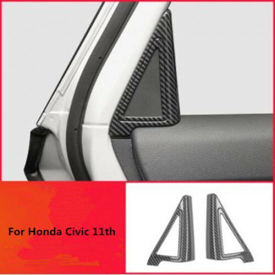Carbon Fiber 4X Rear Door Speaker Triangle Cover Trim For Honda Civic 2022 11th