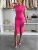 2025 European & American Women's Elegant Solid Color Slim-Fit Split Dress