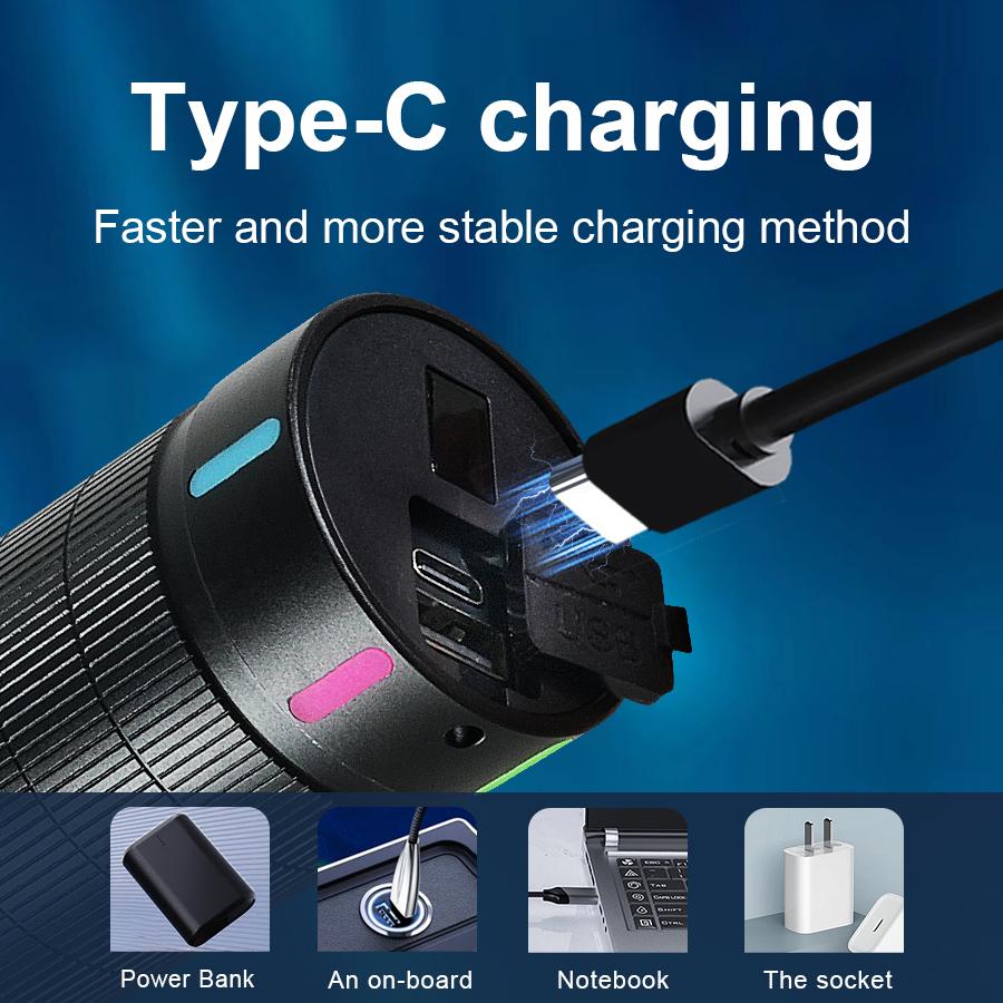 Super Bright LED Flashlight High Power Type-c Rechargeable Torch Light Long Range Flashlight Camping Fishing Lamp