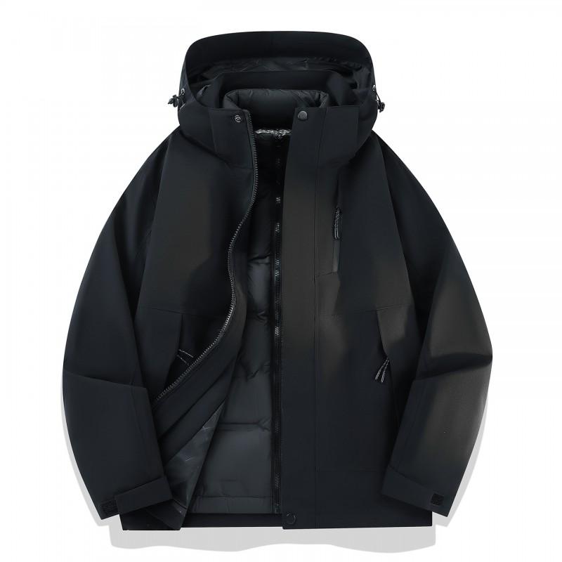 Men Women Waterproof Windproof Outdoor Shell Jacket With Removable Down Insulated Liner 3-in-1 Hooded 2-Piece Set Hiking