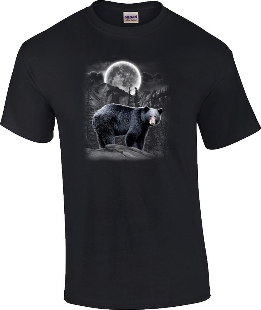 Black Bear Wilderness Mountains Moon T-Shirt XXL