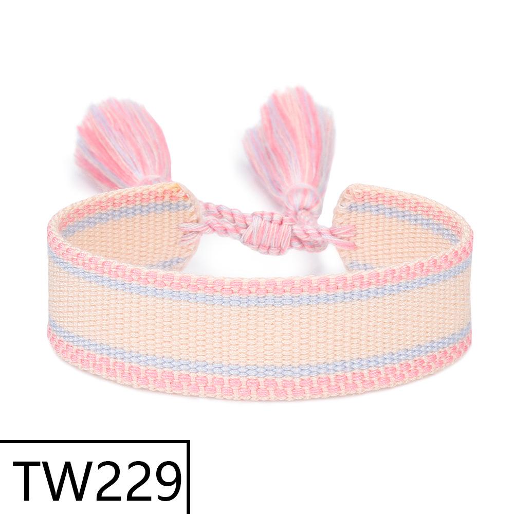 Customizable Handmade Bohemian Tassel Bracelet with Embroidered Logo - European & American Ethnic Friendship Style