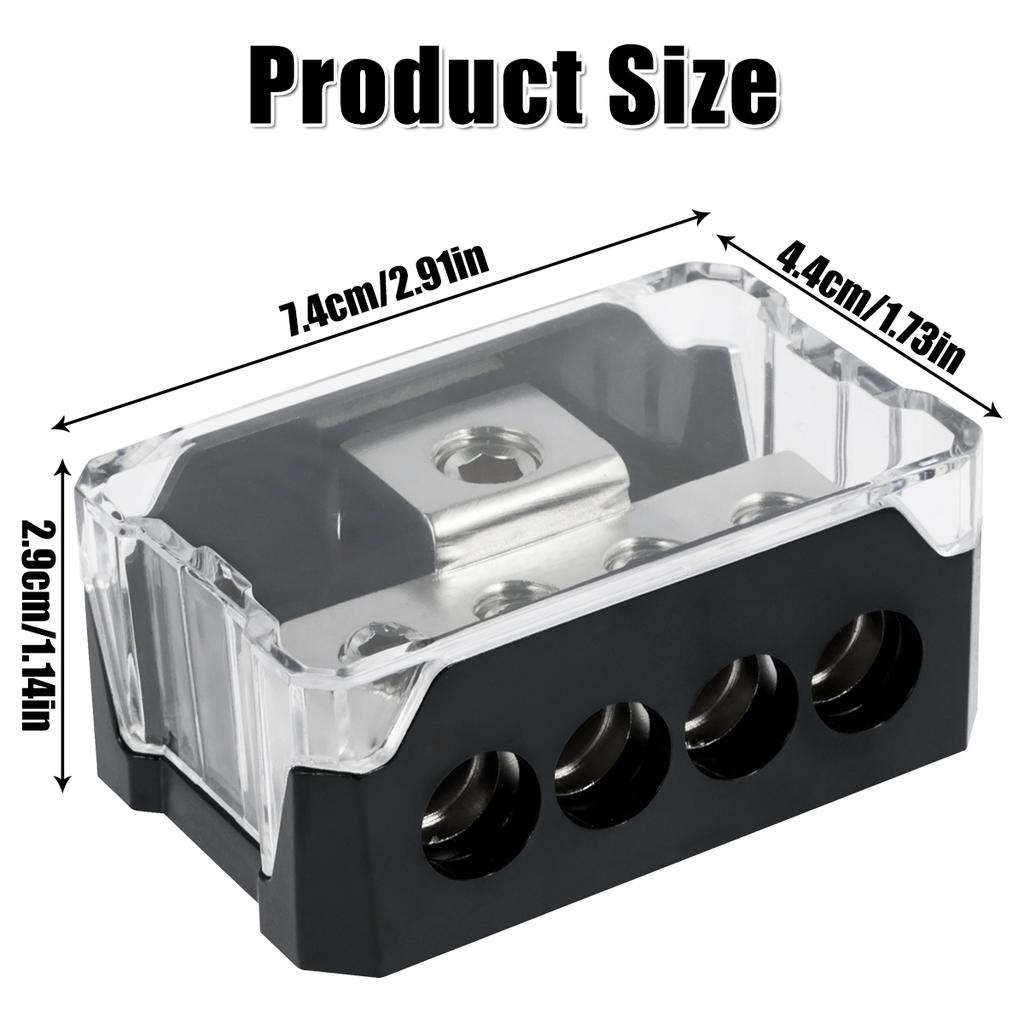 2 Way Car Audio Amplifier Distribution Block Meter 0/2/4 Input 4/6/8 Output Copper Premium Power Distributor Connection Block