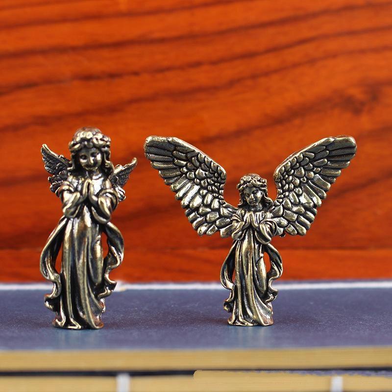 1Pc Solid Brass Cupid Statue - God of Love Guardian Angel Figurine for Desktop, Home Decor Accessories & Romantic Gift