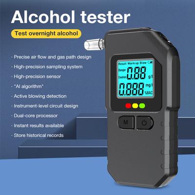 Newest Alcohol Tester Upgraded Portable High-Accuracy LCD Display Breathalyzer with 5 Mouth Pieces for Drunk Driving Test Use
