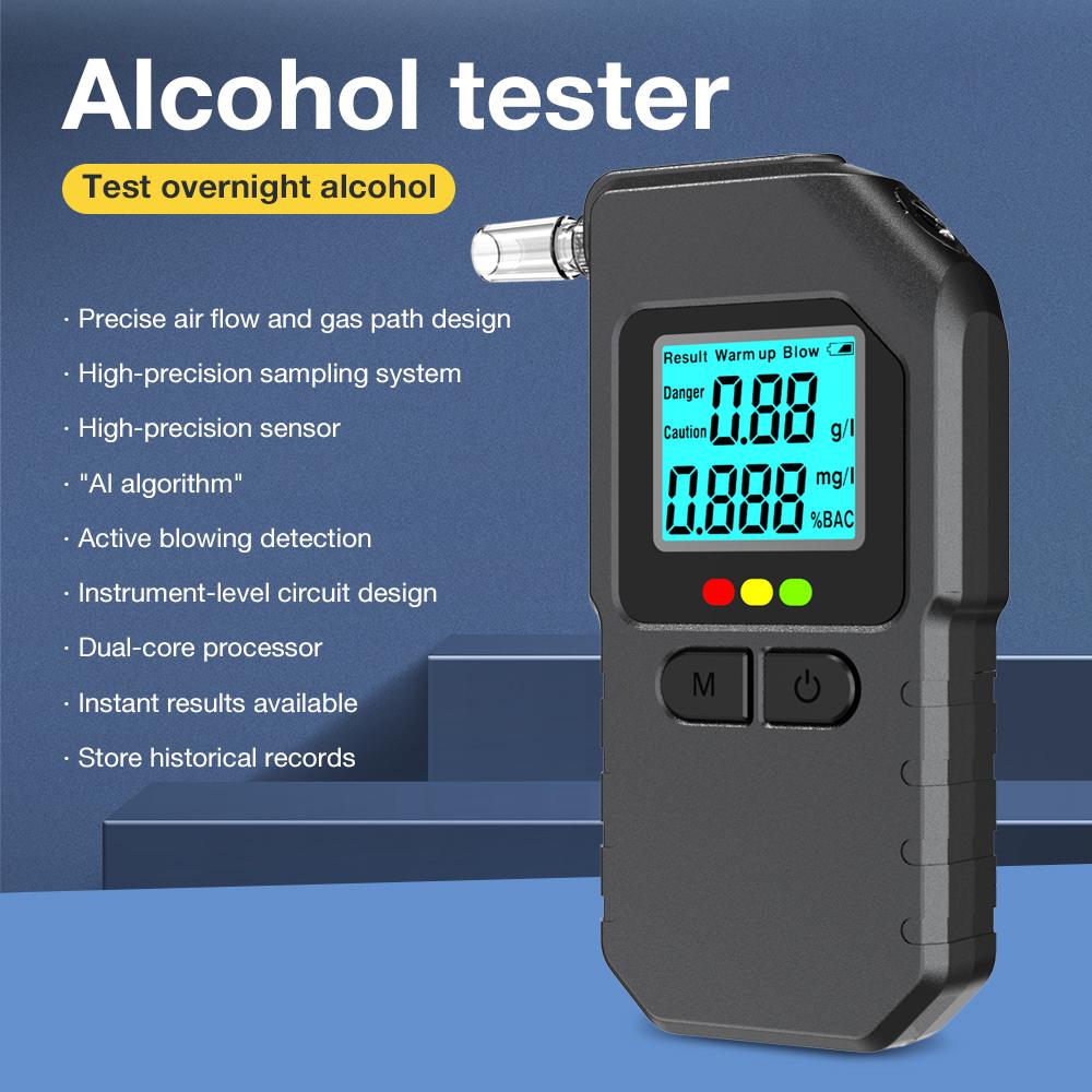 Najnovší alkohol tester Vylepšený prenosný Breathalyzer s LCD displejom vysokej presnosti s 5 náustkami na použitie pri teste na jazdu pod vplyvom alkoholu