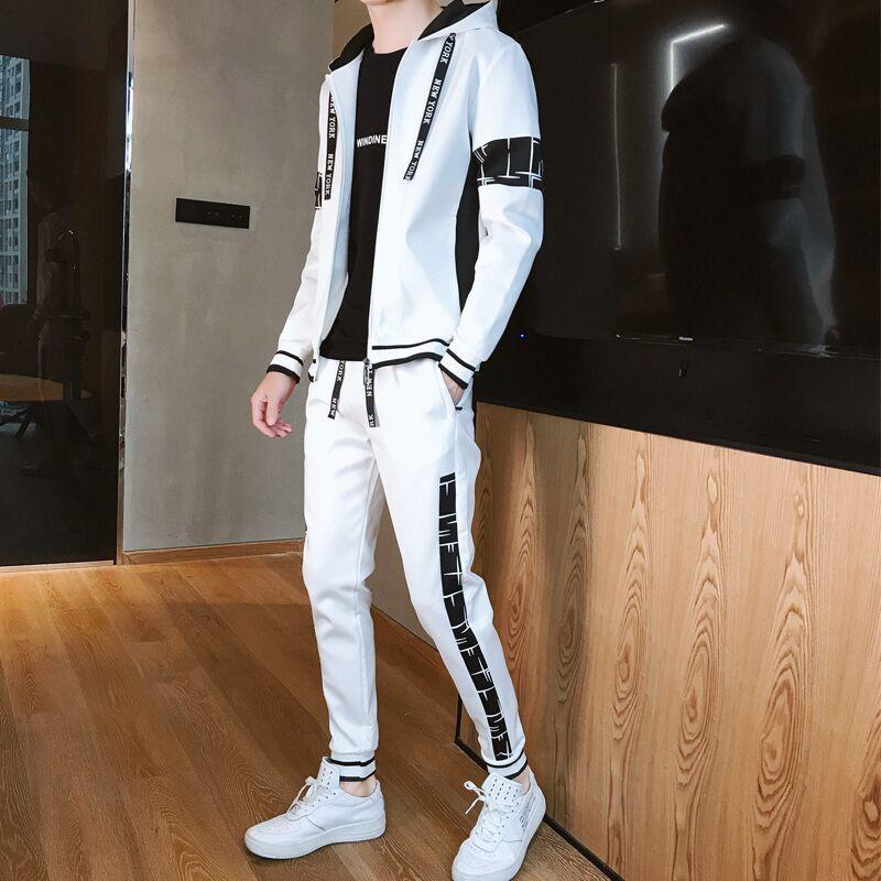 

Мужской осенний спортивный костюм 2025: Подростковый кардиган с капюшоном свободного кроя и свитшот, комплект из двух предметов 5XL