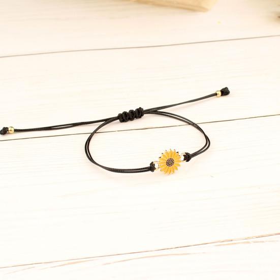 2Pcs Braided Bracelets, Adjustable Drawstring Design Friendship Bracelets, Chrysanthemum Pendant Friendship Wristbands for Versatile Daily Wear