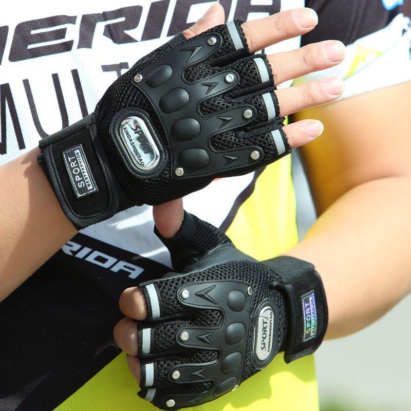 

Motorcycle Half Finger Gloves Men s Riding Thin Summer Non-Slip Mountain Bike Bicycle Rider Outdoor Mountaineering Black One size