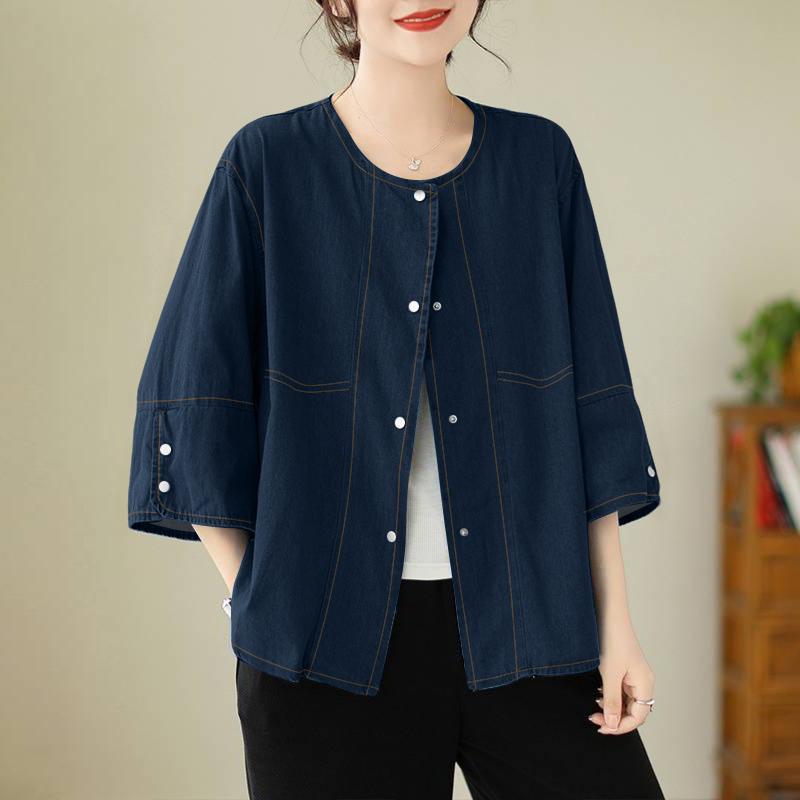 

ZANZEA Женская повседневная блузка с круглым вырезом и рукавом 3/4 5XL