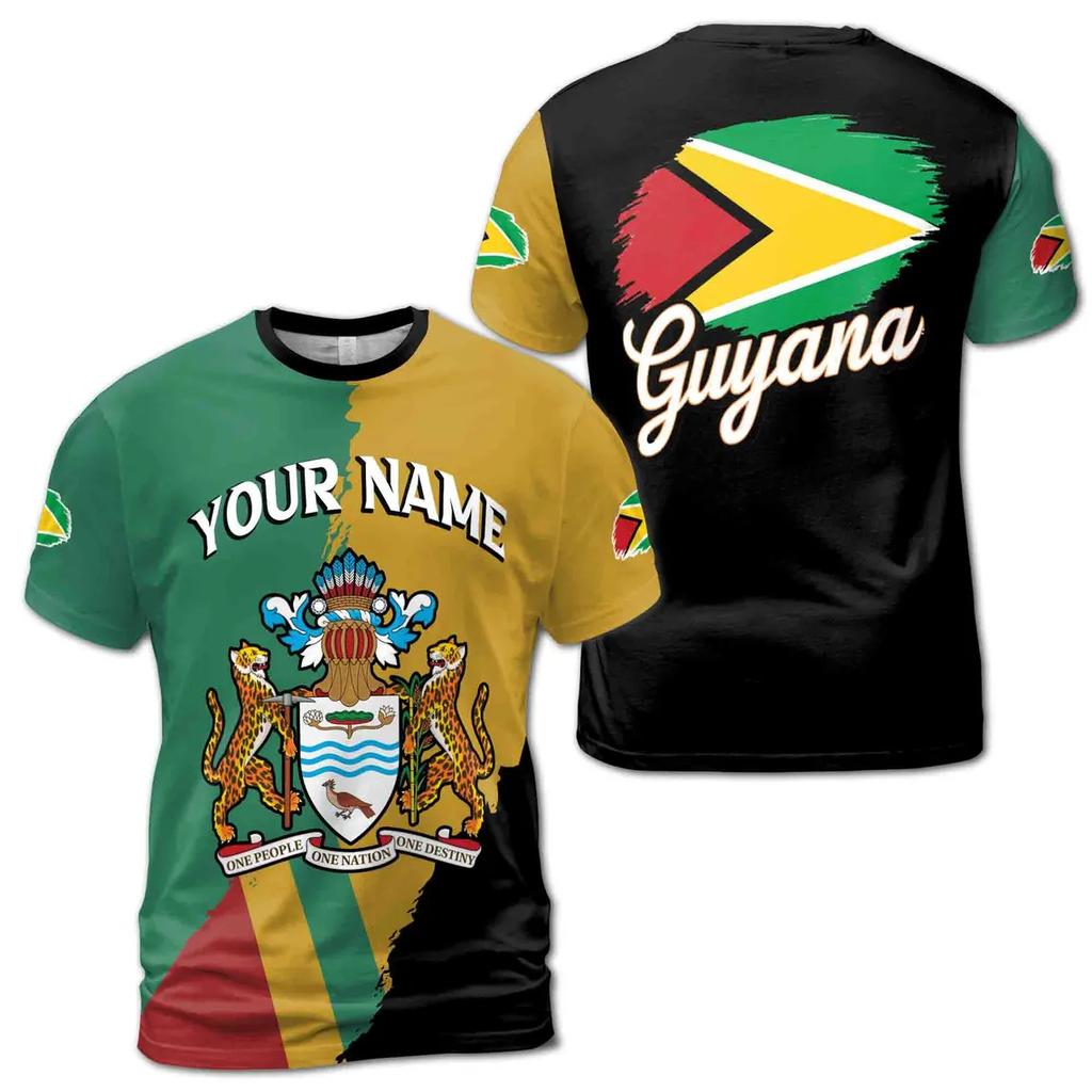 Fashion Guyana Flag Graphic T Shirts Maillot Football Summer Casual 3D Print Mens Sports Jersey Loose Quick Dry Breath Tees Tops