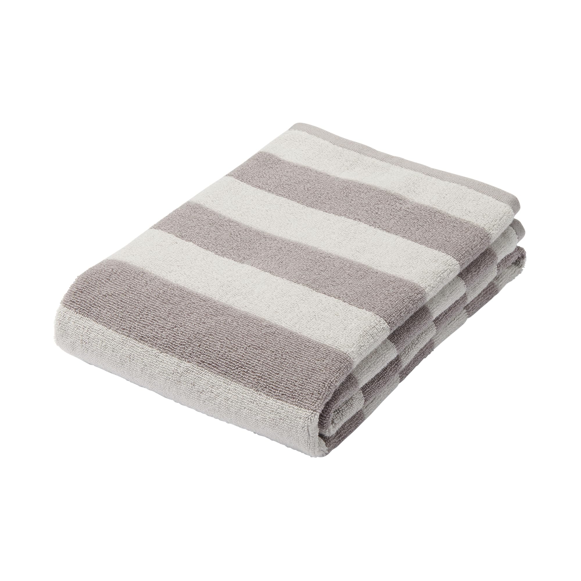

MUJI Fluffy Pile Bath Towels (Patterned), Set of 4, 60 x 120 cm, Gray Border, Soft, 84835025