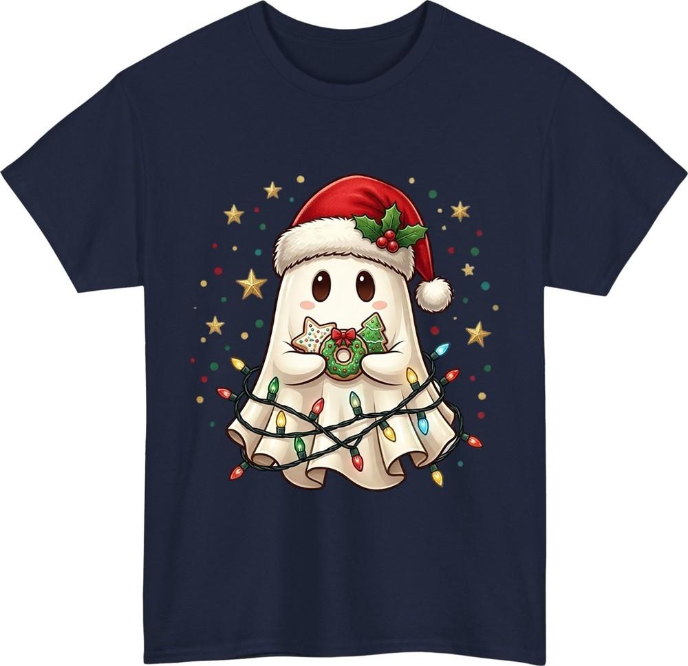 Cute Christmas Ghost TShirt Creepmas Spooky Santa Hat Ghost Unisex Tee Top S