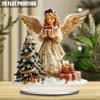 1pcs Christmas Reindeer Sleigh Santa Figurine 2D Acrylic Christmas Santa Claus On Sleigh Decoration Holiday Party Supplies