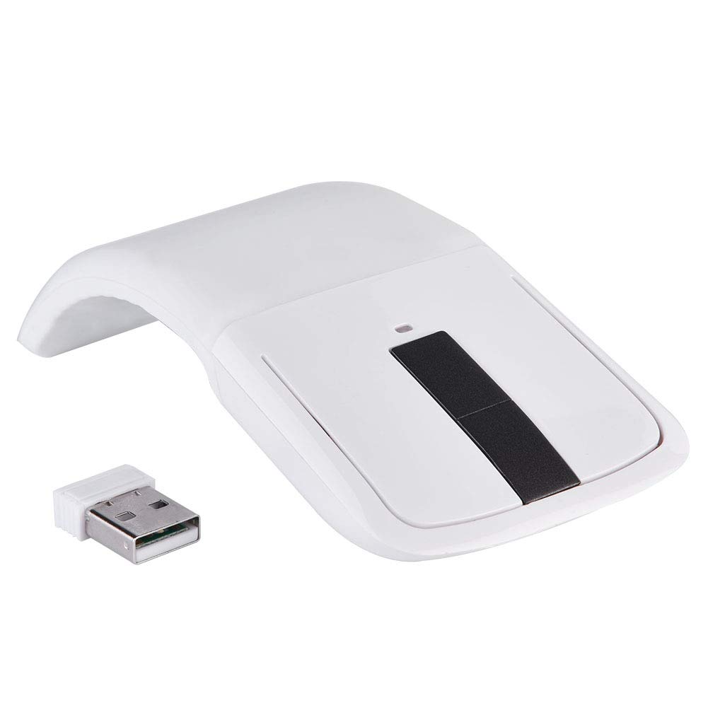 2.4GHz Foldable Wireless Arc Touch Mouse with USB Receiver for PC Notebooks and TVs (White)