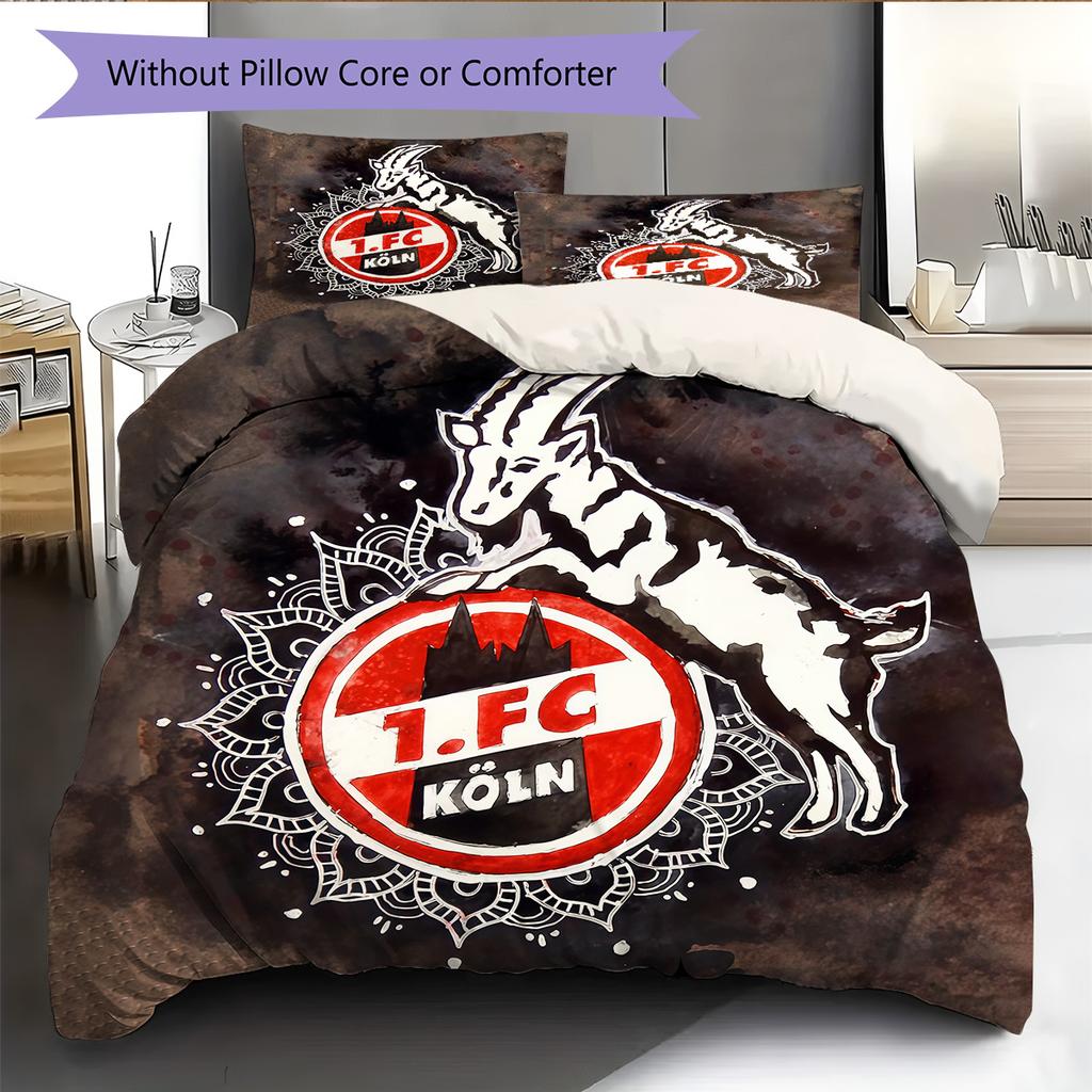 1. Set Copripiumino Trapuntato con Fantasia FC Köln Decorazione per la Casa Regalo (1 * copripiumino + 2 * federe senza imbottitura)