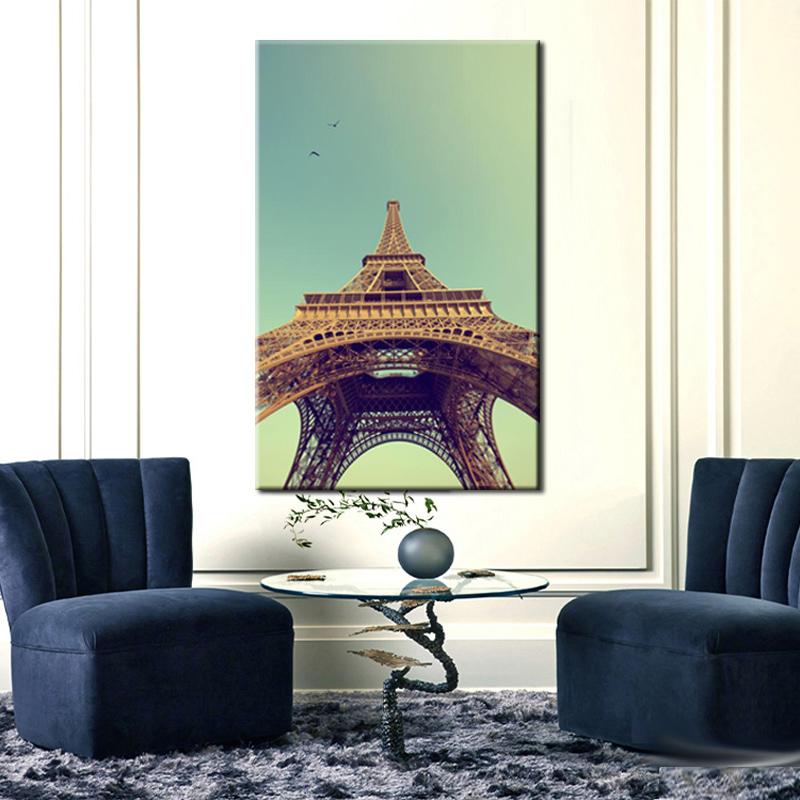 Canvas Prints Wall Decor, Modern Large Size Close View of the Eiffel Tower Print Poster for Living Room Home Decor