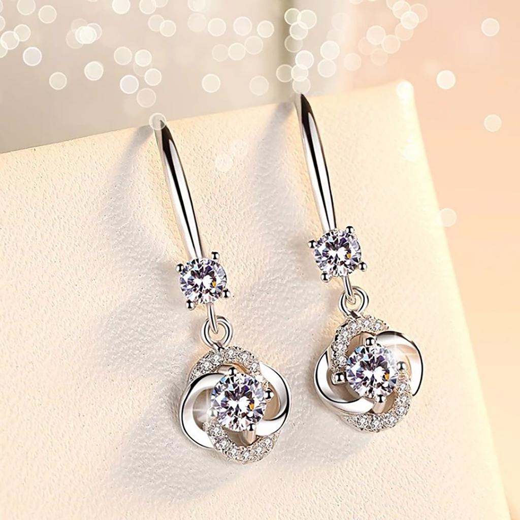 Diamond-studded Creative Earrings Temperament Long Four-leaf