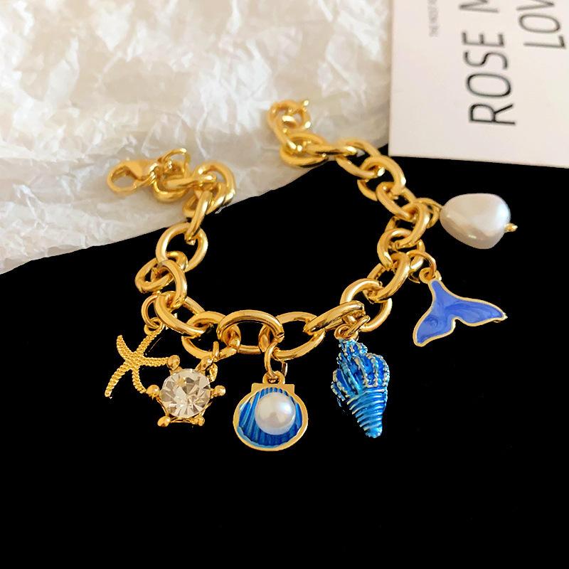 Seaside Vacation Wind Starfish Ocean Series Silver Needle Earrings Summer Personality Temperament Necklace Bracelet Earrings