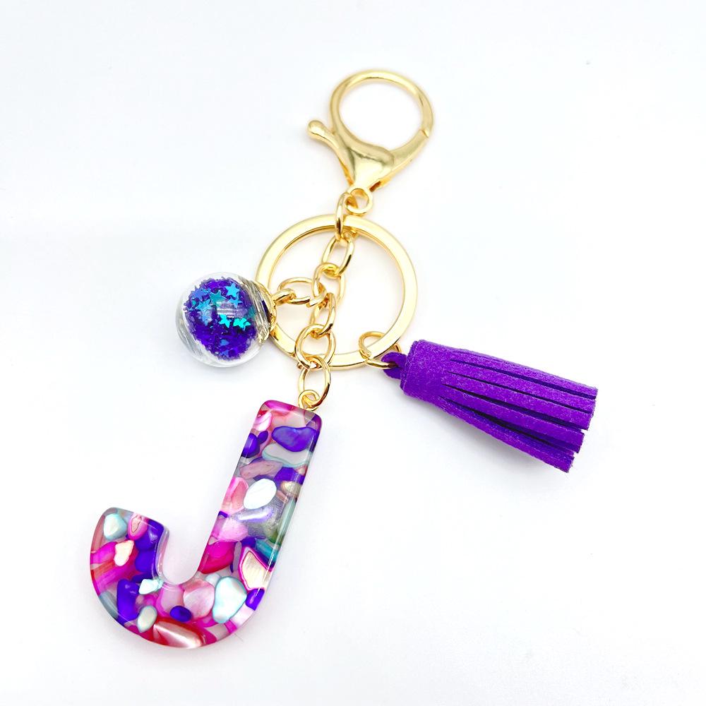 Breloc inițial englezesc de vânzare la cald european și american cu accesoriu cu ciucuri violet