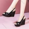 Fashion Platform Wedge Women's Sandals 2025 Summer New Peep Toe Casual High Heels Fashion Buckle Strap Plus Size Ladies Heeled Sandales