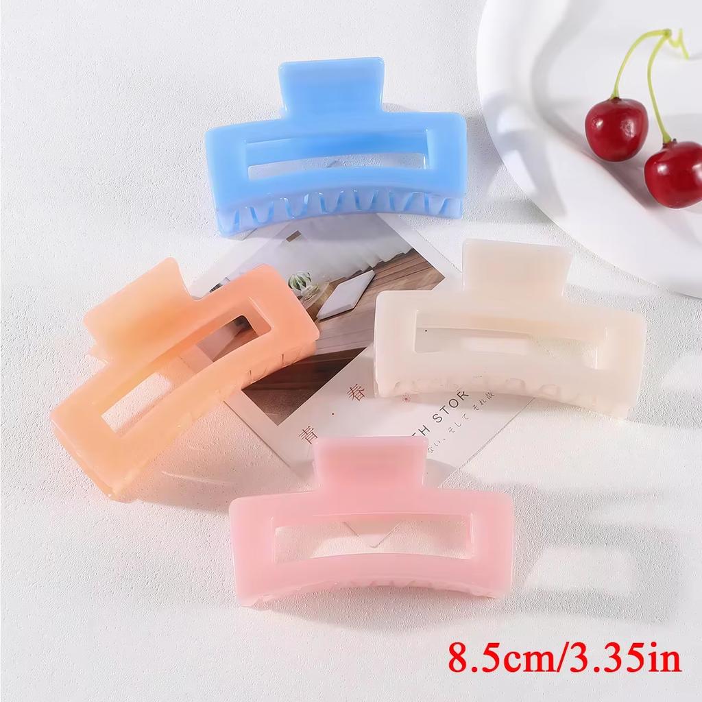 4pcs Simple Acrylic Hair Claw Clips for Women Solid Color Square Big Hair Claw Clips Fashion Shark Clip Girls Hair Accessories