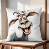 Spooky Goat Face Cushion Cover Natural Linen Organic Fabric DoubleSided Printing Couch Pillow Covers Home Decor Gift