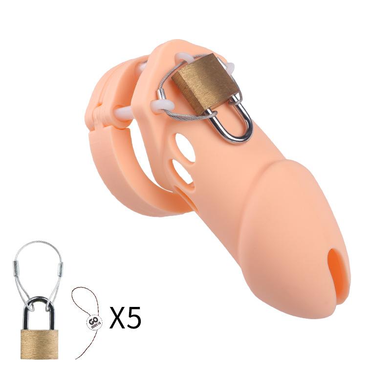 7 Colors Silicone Male Chastity Device Cock Cage Sex Toys With 5 Penis Ring Prevent Breaking Free Standard Short Cages Sex