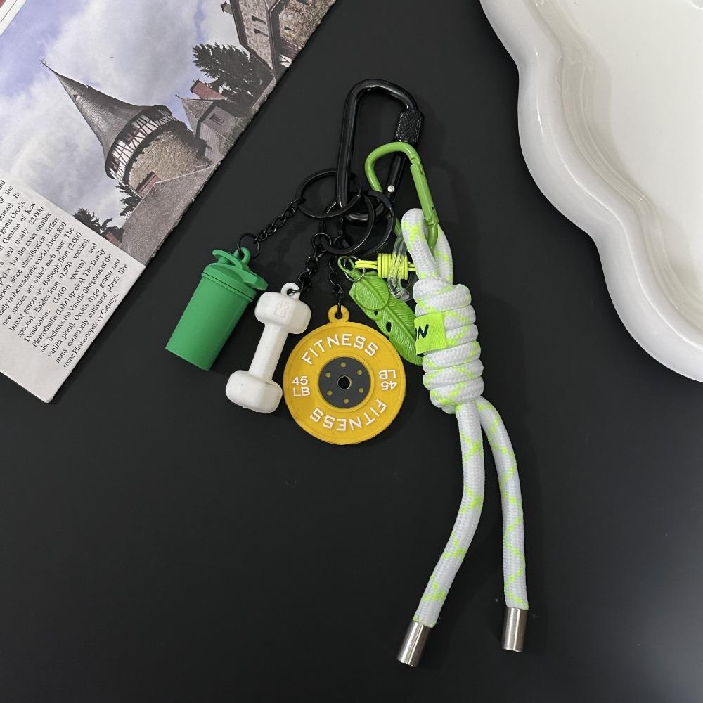 with D-shaped Buckle Fitness Series Pendant Colorful Simulation Dumbbells Keyring  Friends