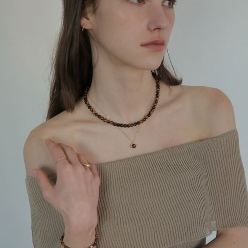 modernlike gold-filled silver 25mm cast tiger eye necklace