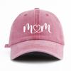 1pc Mom Heart Print Washed Baseball Cap for Adults,  Minimalist Retro Style Casual Soft Adjustable Dad Hat, Perfect As Gift